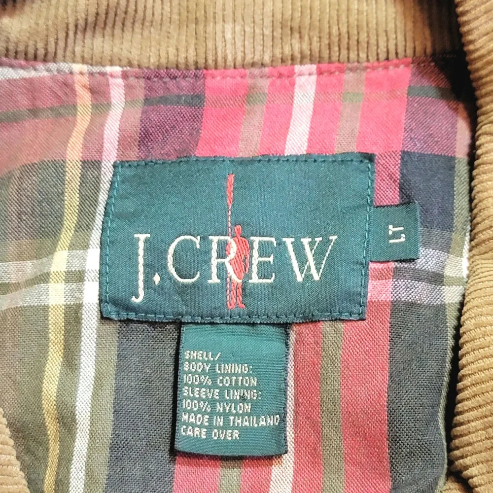 J. Crew Vintage Barn Jacket Tan Corduroy Collar Rugged Fall Canvas Coat L Tall